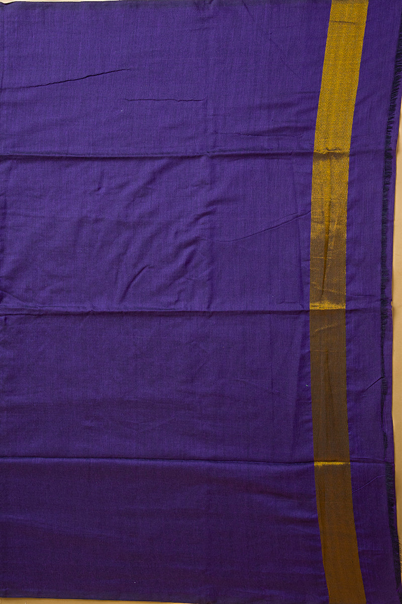 Royal Purple & Gold Zari Khadi Cotton Saree