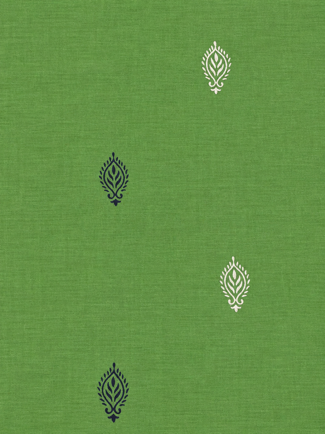 Parrot Green South Cotton Saree with Paisley Motifs & Printed Blouse