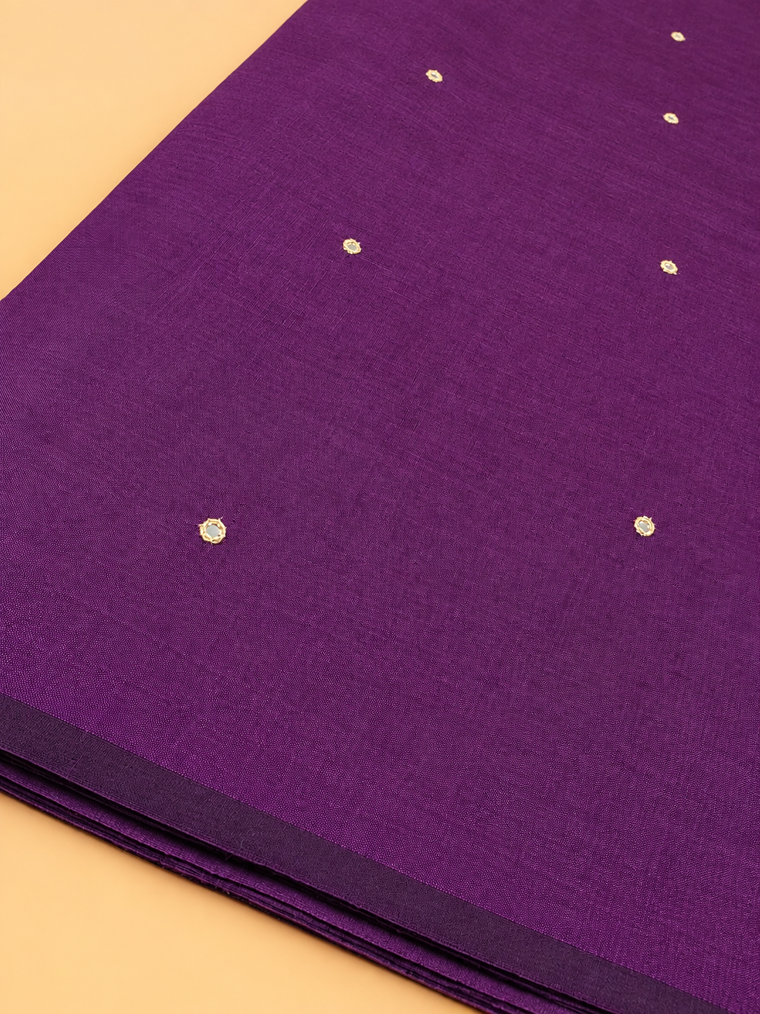 Purple South Cotton Saree with Gold Floral Butti & Printed Blouse