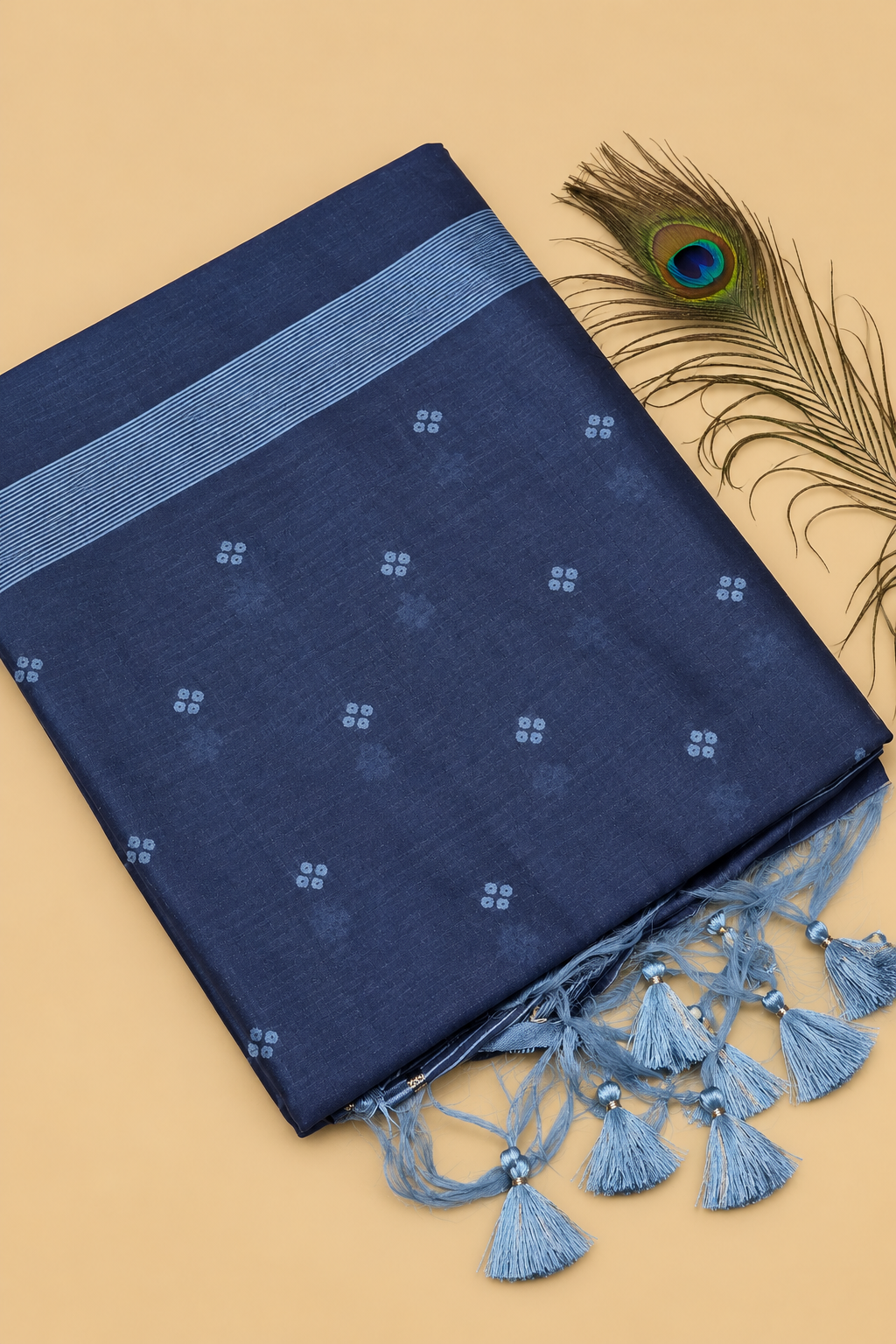 Navy Blue & Light Blue Zari Peacock Banarasi Silk Saree